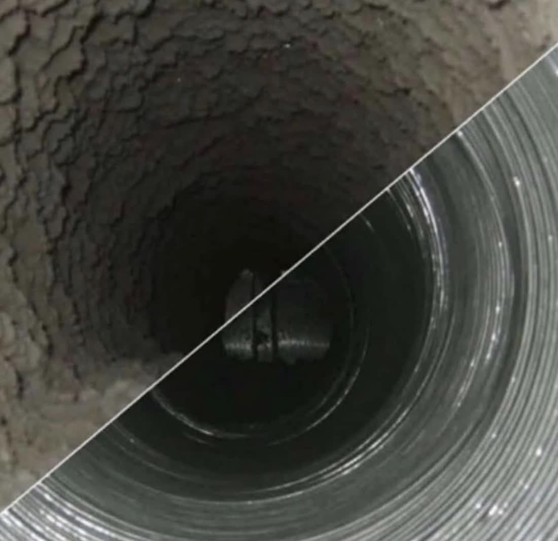 PropertyWorx dryer vent cleaning before and after in the Annapolis Valley
